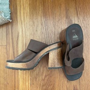 Brown platform sandals